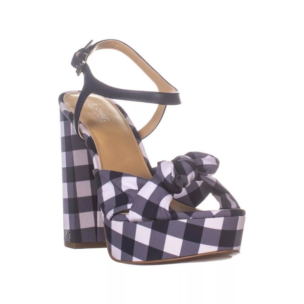 Michael Kors Pippa Platform Front Bow Block Heel Sandals, Admiral/Optic White 8